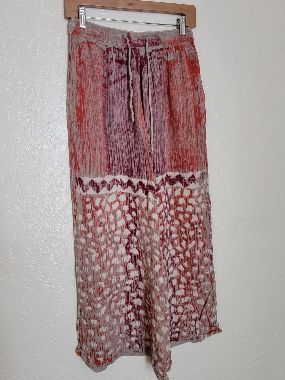 Advance Apparels Pink and Cream Patterned Wide-Leg Maxi Pants